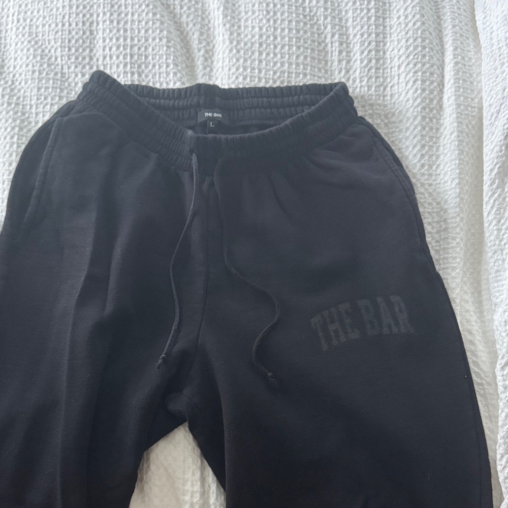 The Bar Black Drawstring Cinched Sweatpant